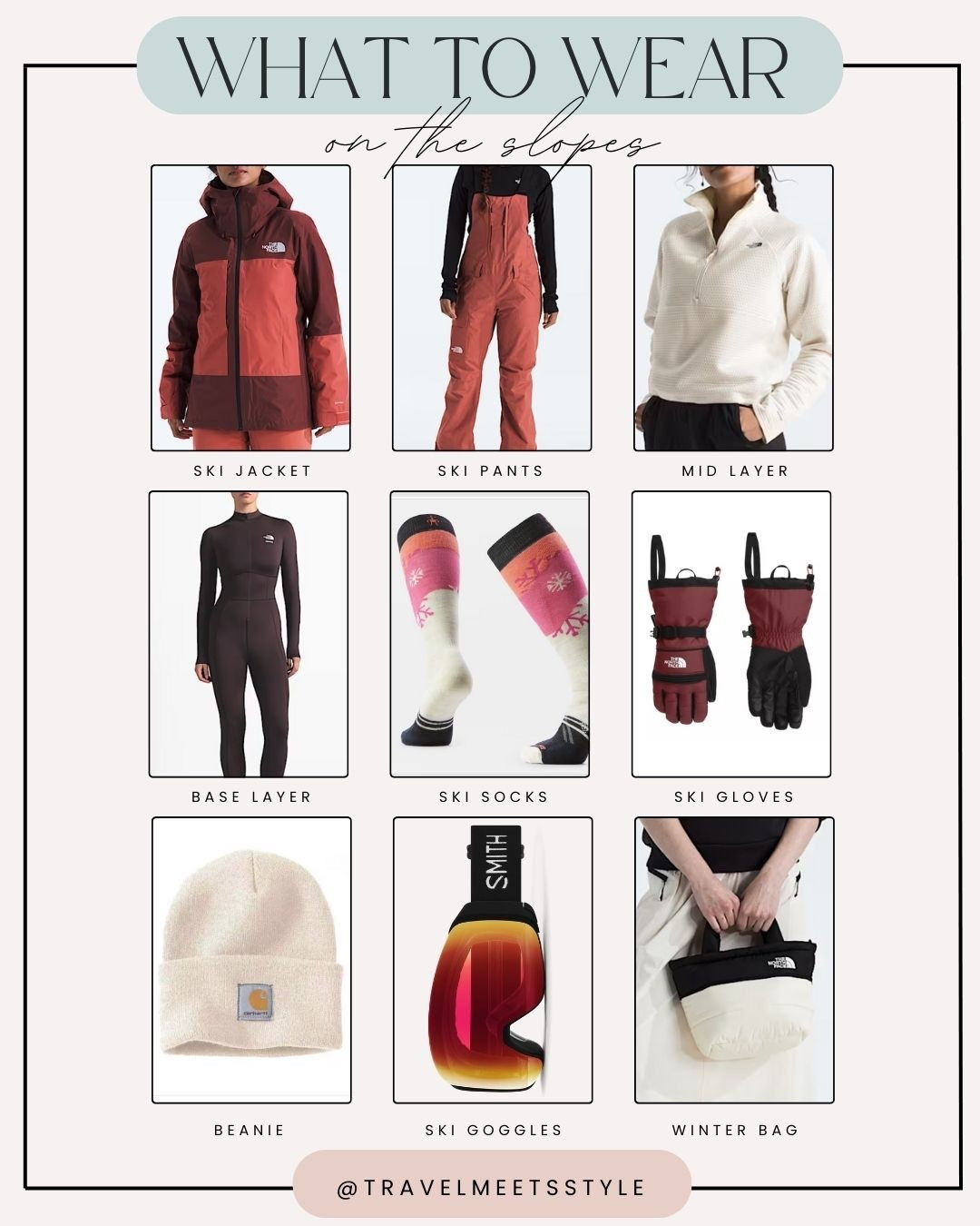 Ultimate ski trip packing list for women ⛷️ Visit travelmeetsstyle.com to read the full post + explore more ski outfits & winter outfits for women ❄️


Ski jacket, ski bibs, mid layer fleece, base layer bodysuit, ski socks, ski gloves, beanie, ski goggles, puffer bag

#LTKTravel