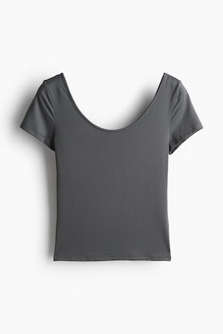 H & M - Scoop-neck microfibre top - Grey | H&M (UK, MY, IN, SG, PH, TW, HK)