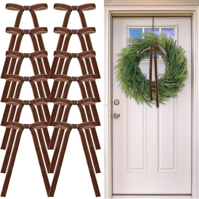 24 Pcs Velvet Bows Christmas Tree Ornaments Vintage Velvet Ribbon Bows for Tree Garland Wreath In... | Amazon (US)