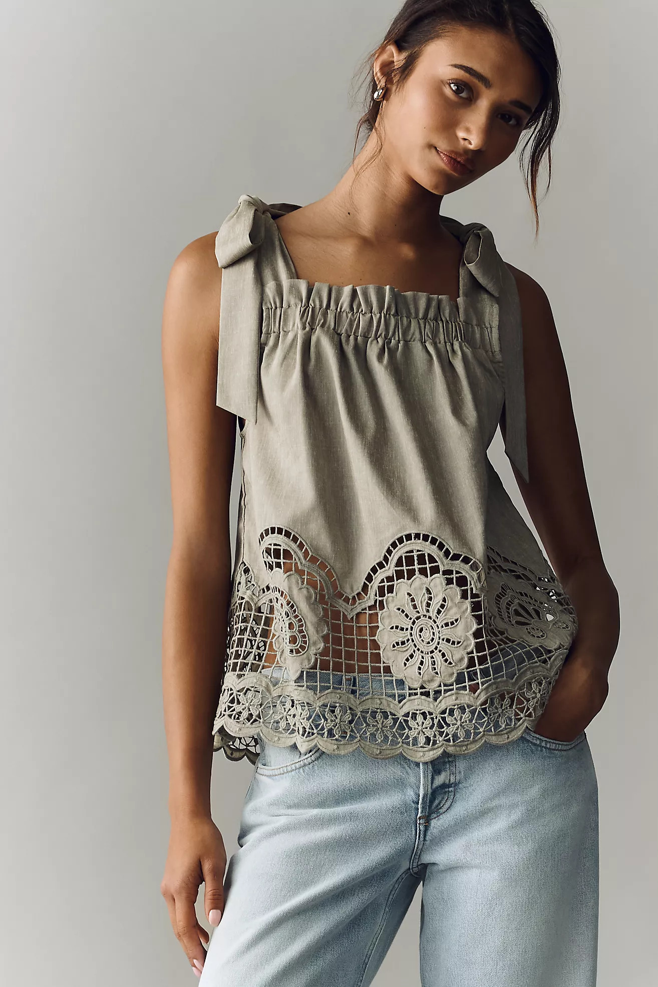 En Saison Adele Embroidered Tank | Anthropologie (US)