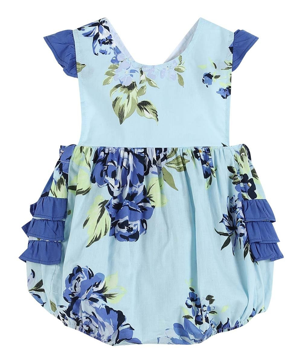 Blue Rose Ruffle Romper - Toddler | Zulily