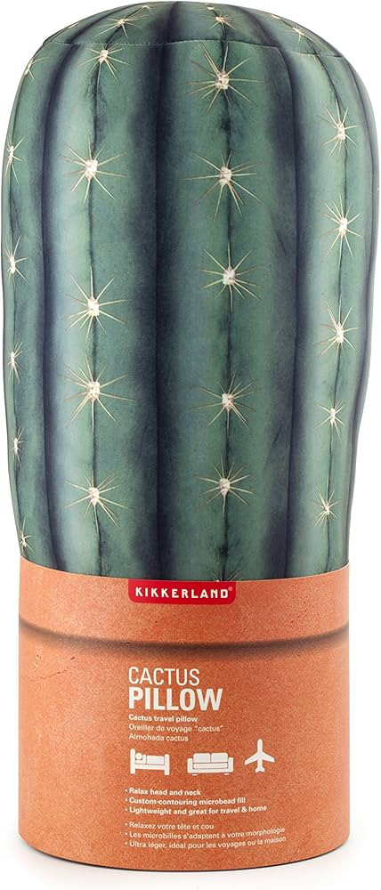 Kikkerland Cactus Plant Soft Plush Pillow Headrest for Home, Spandex, Lightweight, Travel Pillows... | Amazon (US)