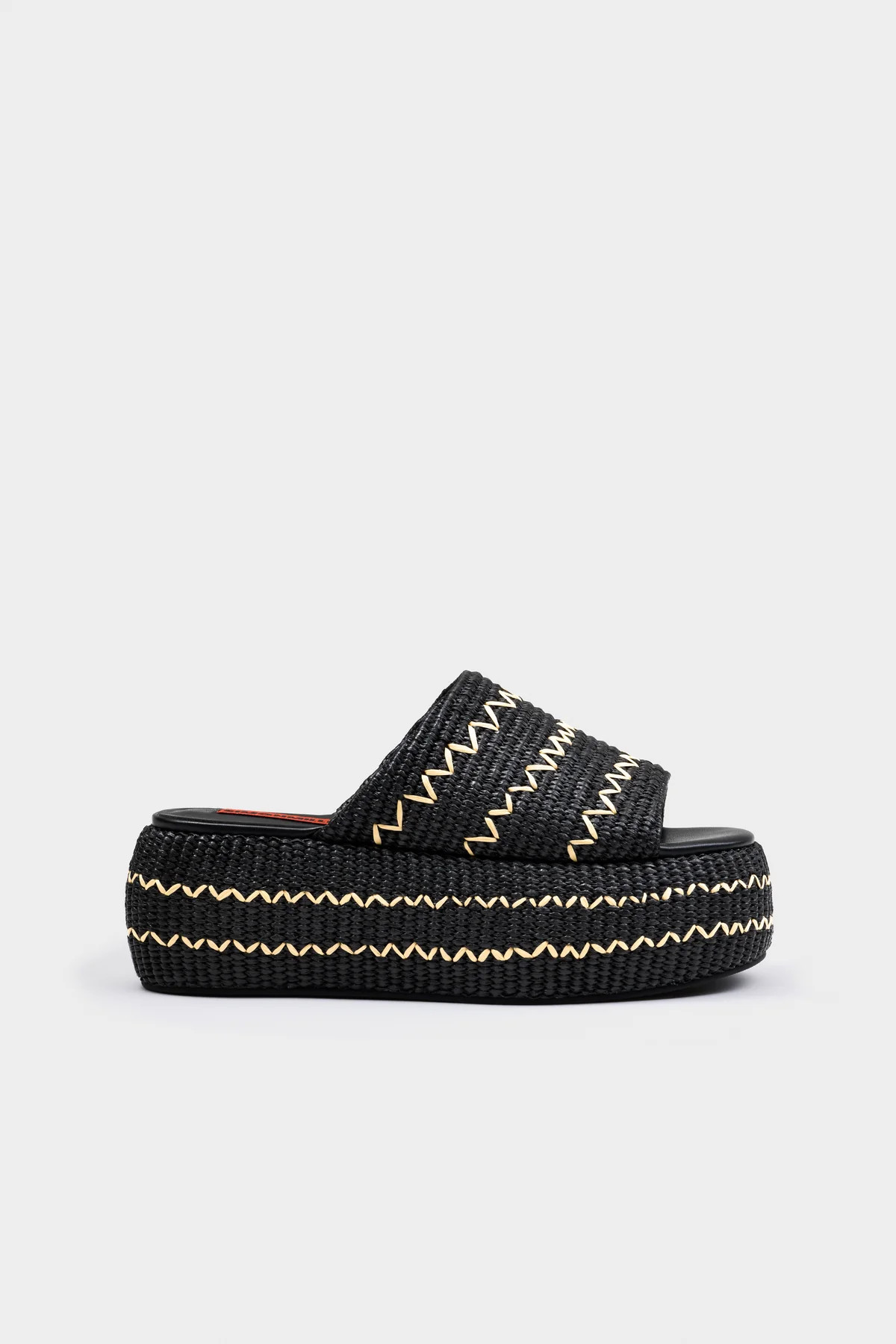 Zig
           Zag Raffia Cloudy Platform in Black/Natural | Simon Miller