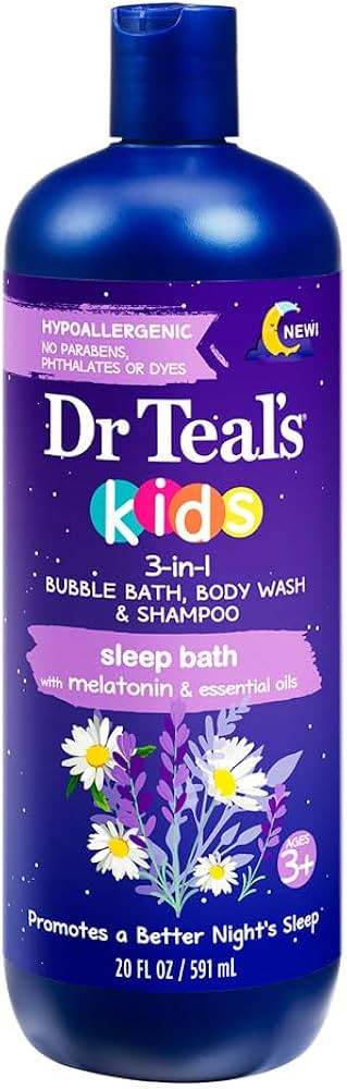Dr Teal`s Kids 3-in-1 Bubble Bath, Body Wash & Shampoo Sleep Bath (1) 20 Fluid Ounce Bottle | Amazon (US)
