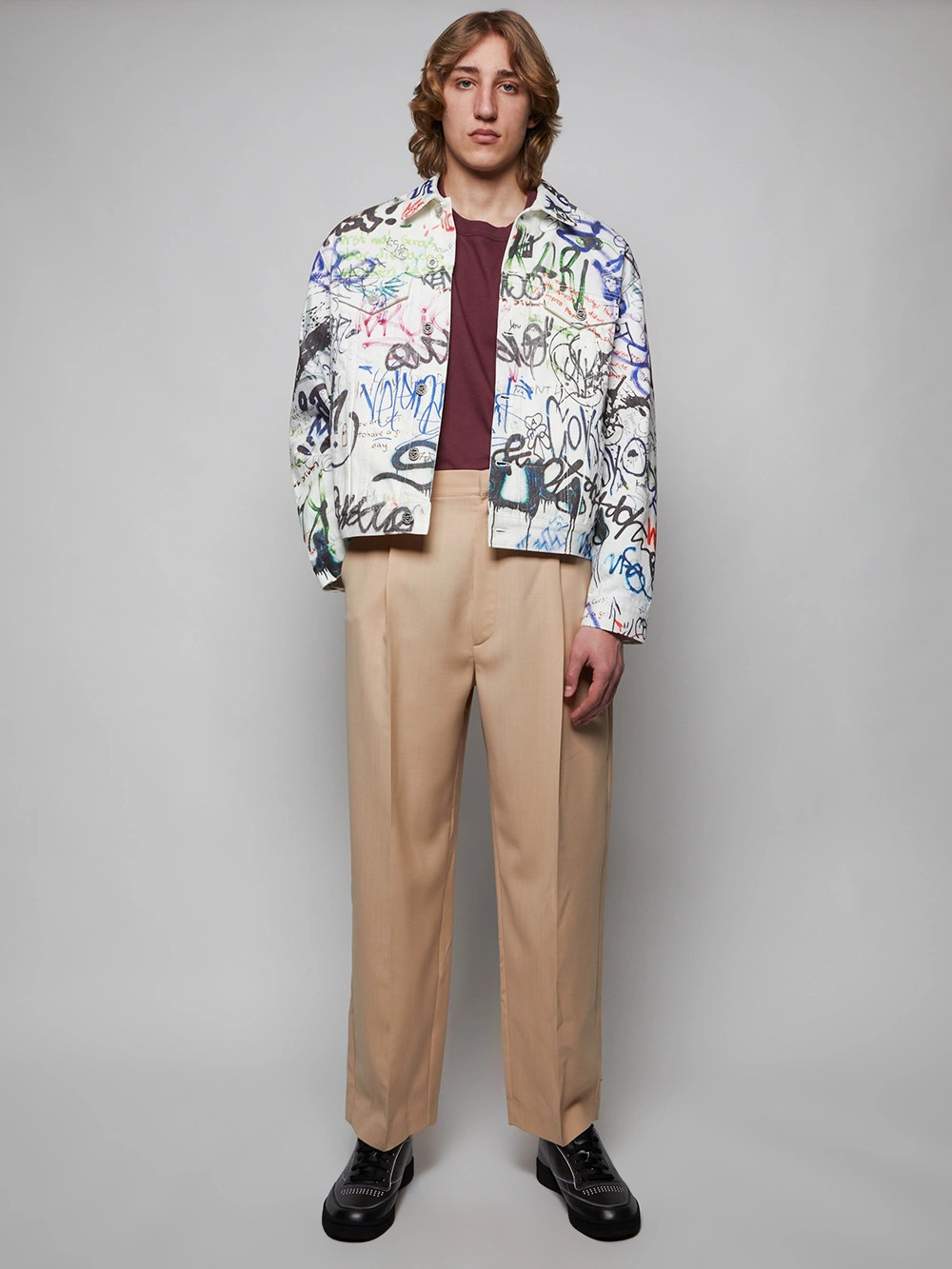 Graffiti Print Denim Jacket , White | The Webster