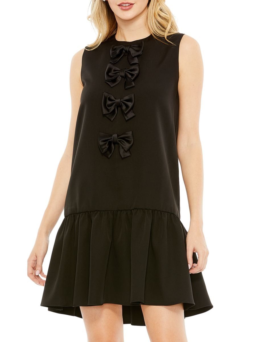Bow-Embellished Crepe A-Line Dress | Saks Fifth Avenue