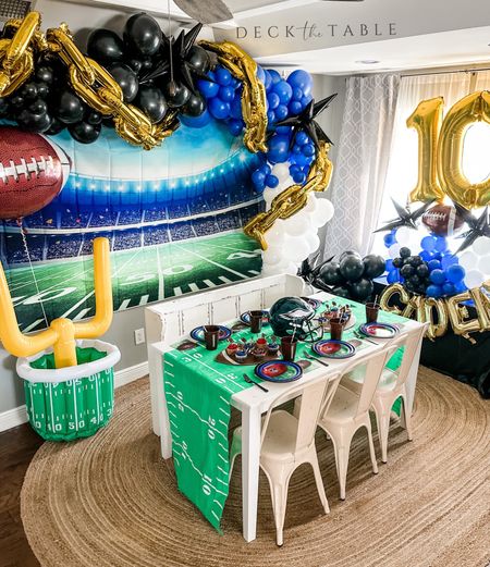 This year, for his 10th birthday, my son chose “NFL everything" as his theme lol & the colors: blue, black, white, & gold. I took some creative liberties & assumed he meant gold chains! 🤣 This was so fun to put together and the best part is he loved it!!! 🥰

#LTKparties #LTKhome #LTKkids