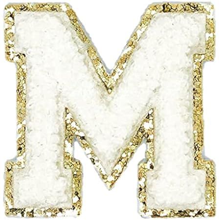 Iron on Letters Chenille Letter Patches Varsity Letter Patches A-Z Glitters Alphabet Patches 2 Pcs W | Amazon (US)