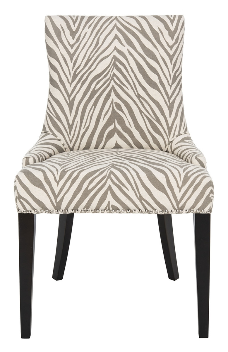 Becca Grey/White Zebra Dining Chair with Silver Nailhead Detail | 1stopbedrooms
