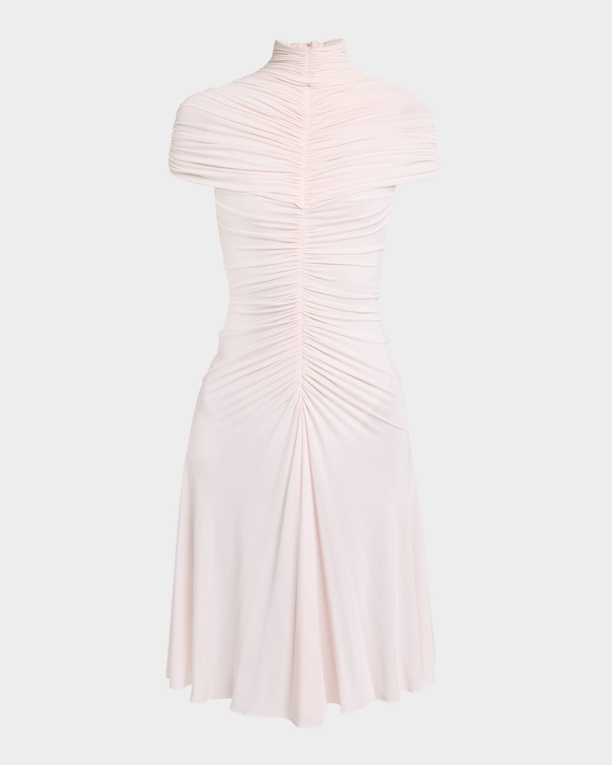 Mock-Neck Gathered Cap-Sleeve Dress | Neiman Marcus