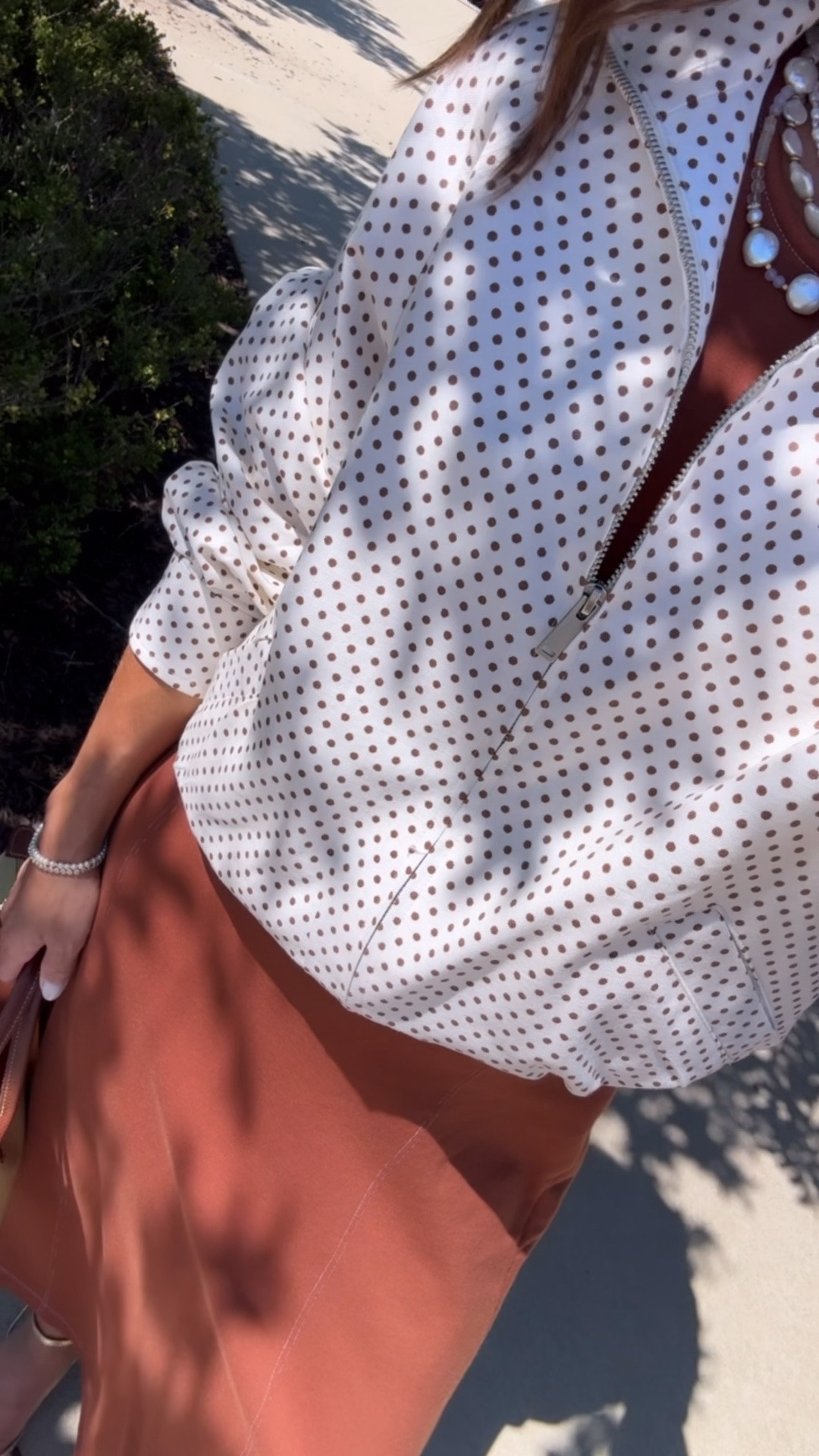 Terry cloth maxi dress. Polka dot bomber jacket. Gold strappy sandals. 
Dress XXS (sized down). Jacket XS.

#LTKootd #LTKSaleAlert #LTKOver40