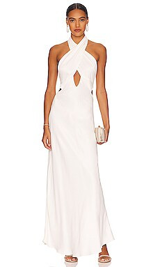Bardot Wyn Satin Halter Dress in Orchid White from Revolve.com | Revolve Clothing (Global)