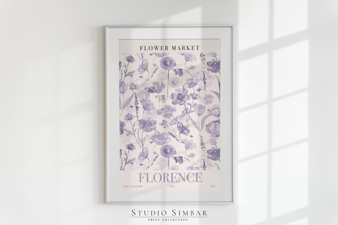 Purple Wall Art Neutral Gallery Wall Floral Wall Art - Etsy | Etsy (US)