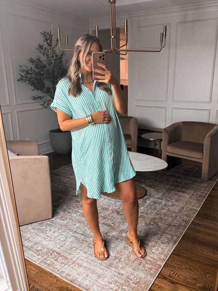 Lightweight summer shirt dress from Target on sale and bump-friendly! This runs oversized if not pregnant size down! 

Summer sandals are amazing quality and super comfy! Fit true to size 



#LTKfindsunder50 #LTKbump #LTKsalealert