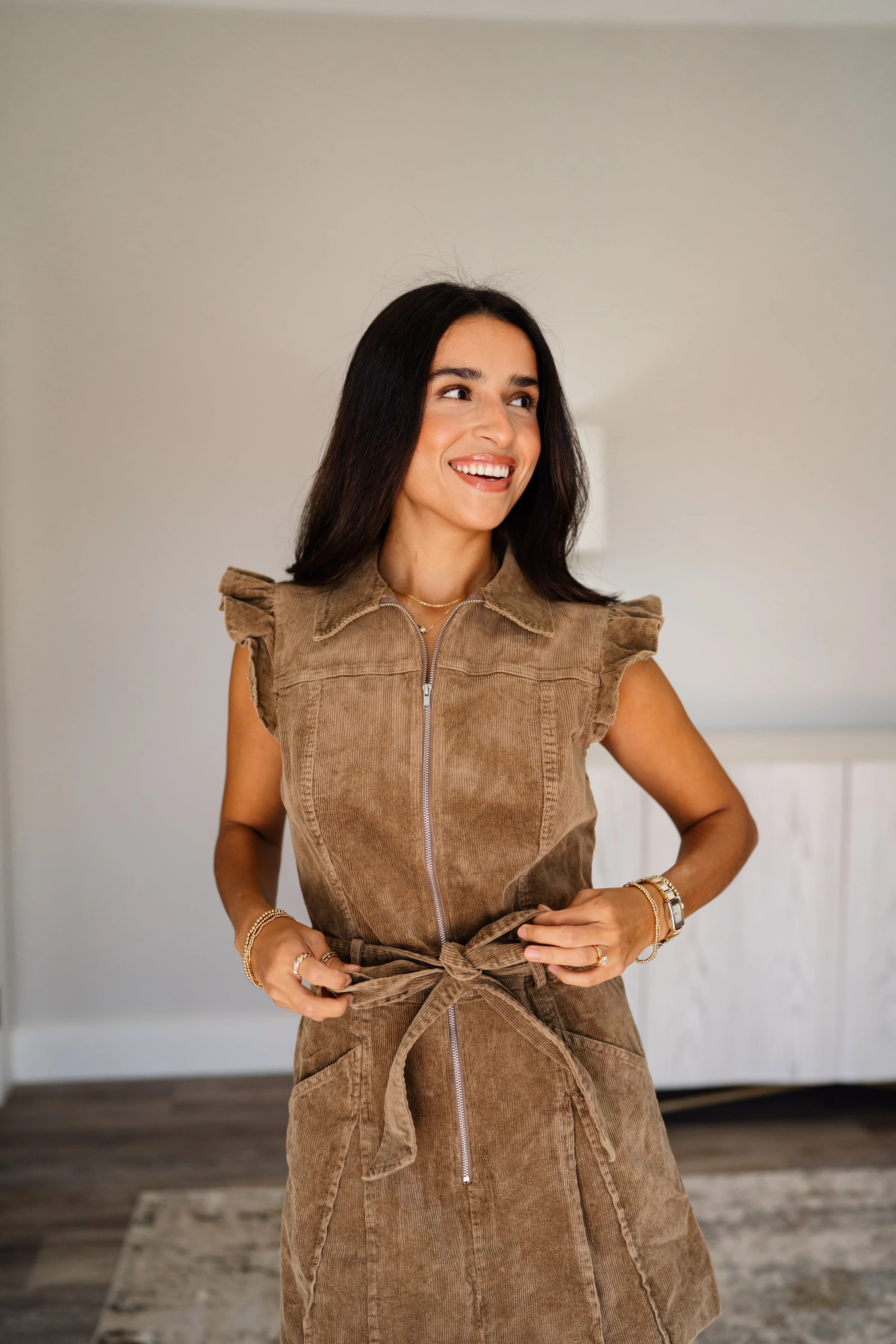 Zip Up Corduroy Skort Romper | All About You