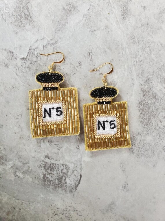 Perfume Bottle No. 5 Seed Bead Earrings | Etsy | Etsy (US)