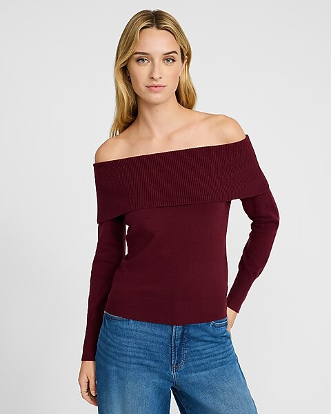 Cloud Soft Fold Over Off The Shoulder Sweater | Express