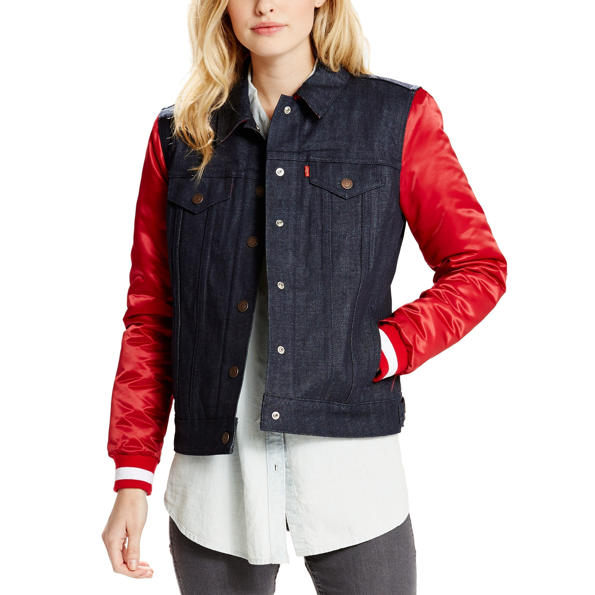 San Francisco 49ers Levi's Women's Denim Varsity Jacket - Blue | Fanatics.com