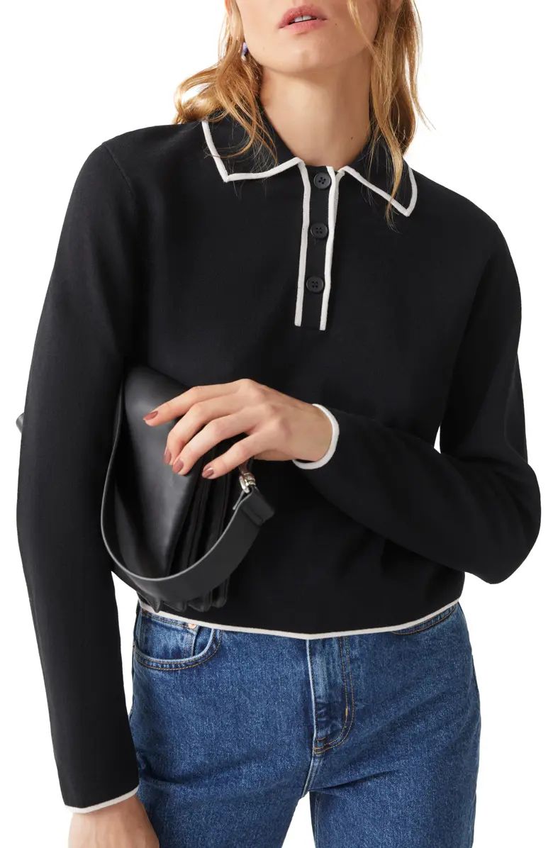 Contrast Knit Cotton Blend Polo Sweater | Nordstrom