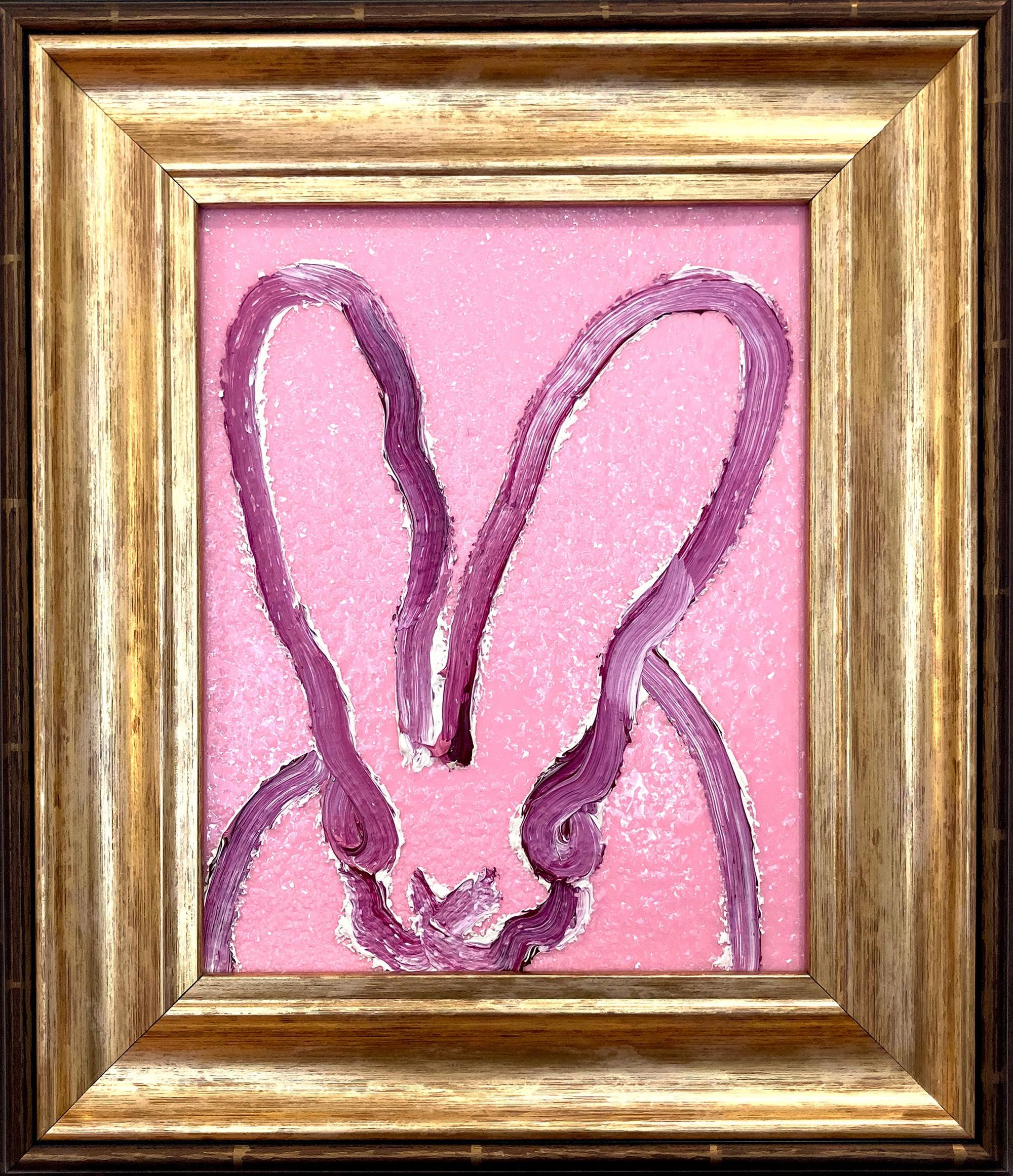 "Pink Morevia" Plum Bunny on Pink Diamond Dust Background Oil Painting Framed2025 | 1stDibs