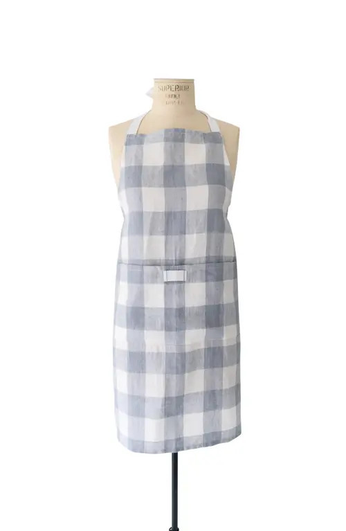 Heirloomed Collection Bistro Linen Apron in Gingham Light Blue at Nordstrom | Nordstrom