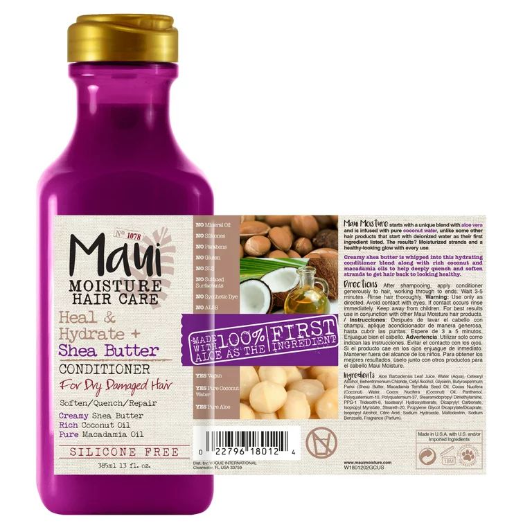 Maui Moisture Heal & Hydrate + Shea Butter Repairing Conditioner with Coconut Oil, 13 fl oz | Walmart (US)
