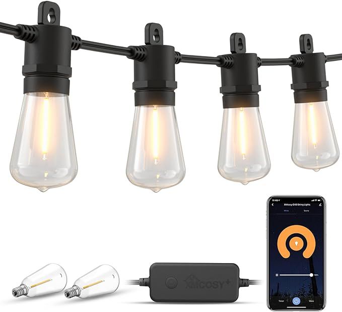XMCOSY+ Outdoor String Lights 98FT Smart Dimmable Patio Lights, APP Control, Work with Alexa, IP6... | Amazon (US)