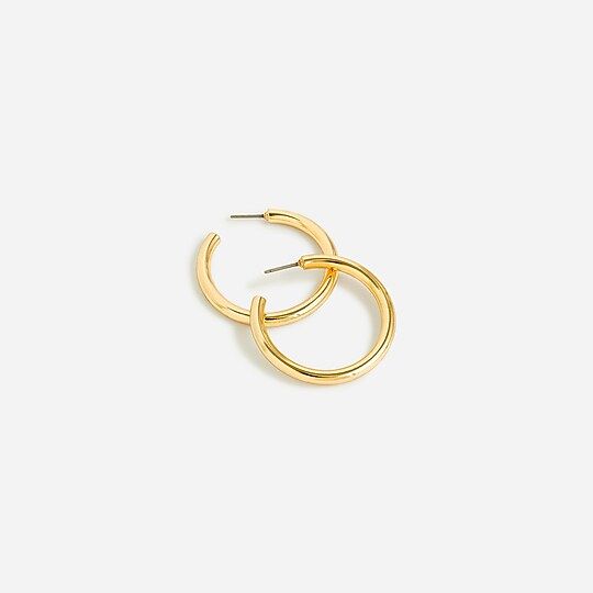 Mini tube hoop earrings in matte gold | J.Crew US