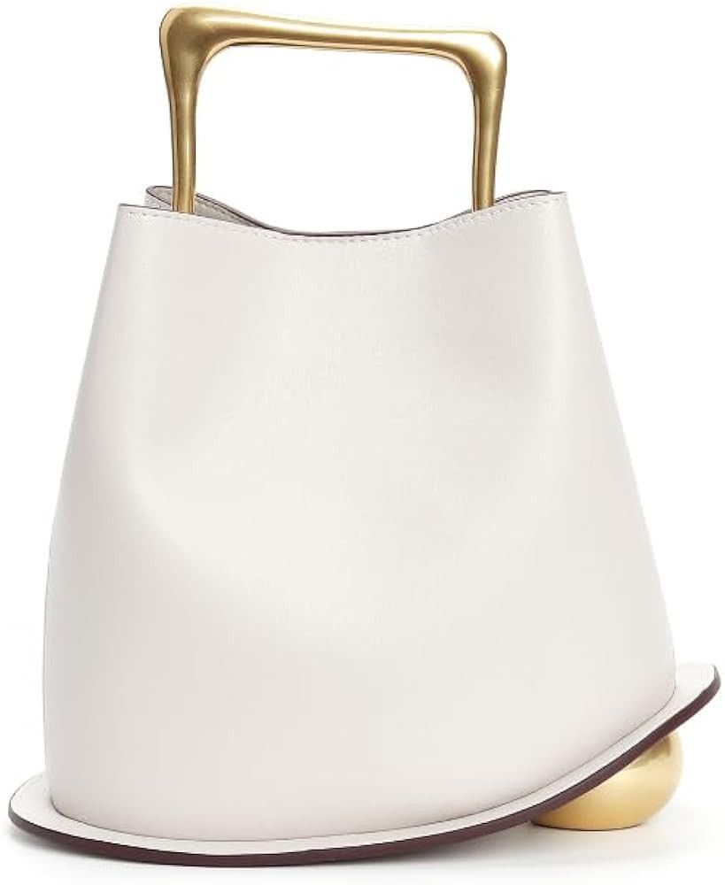 Creative Personalized Commuting Bag Cowhide Bucket Bag Wooden Handbag Crossbody Bag Genuine Leath... | Amazon (US)