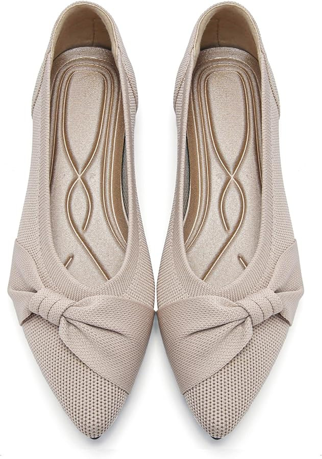 Pointed Toe Flats for Women Ballet Flats Comfortable Dressy Knit Lightweight Casual for Work Offi... | Amazon (US)