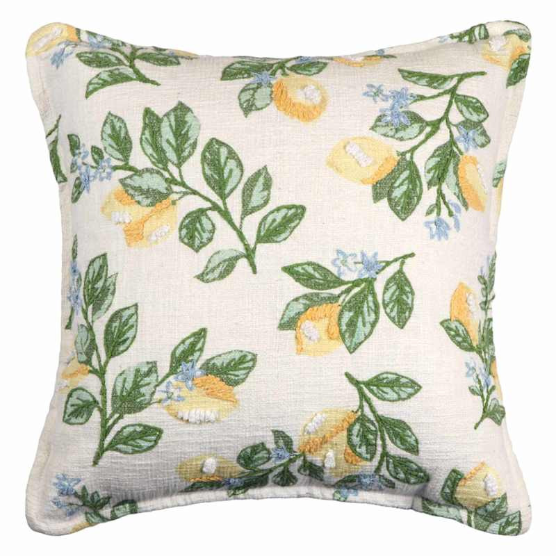 Providence Lemon Embroidered Throw Pillow, 18" | At Home