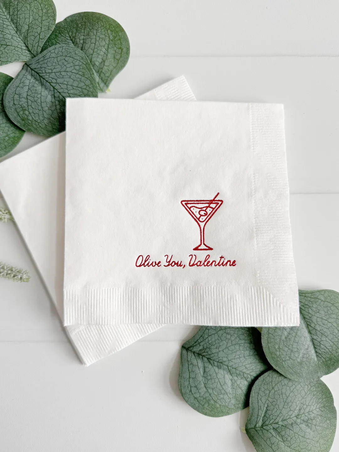 Olive You, Valentine Dirty Martini Cocktail Napkins for Valentine's and Galentine's Day - Etsy | Etsy (US)