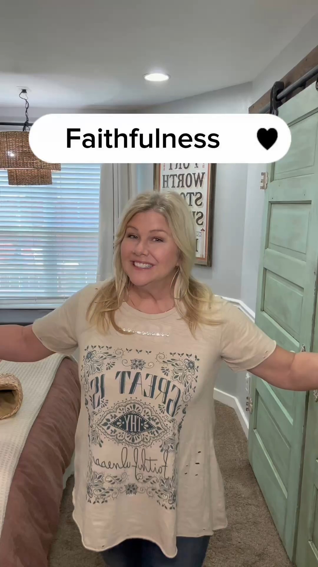 GREAT IS THY FAITHFULNESS 🙏🏻💗 I love @ararebird and their uniqueness and creative style. This is a S/M and it is so soft and comfortable. A little bling and distressing will make this one of your favorite tops!! #fashion #spring #style #genx #faithfulness #over50 #foryoupage 

#LTKOver40 #LTKStyleTip #LTKFindsUnder50