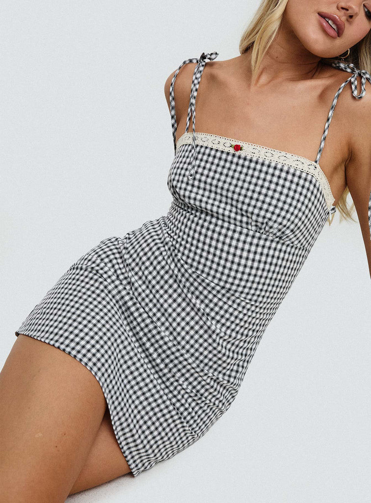 Burkes Mini Dress Black Check | Princess Polly US
