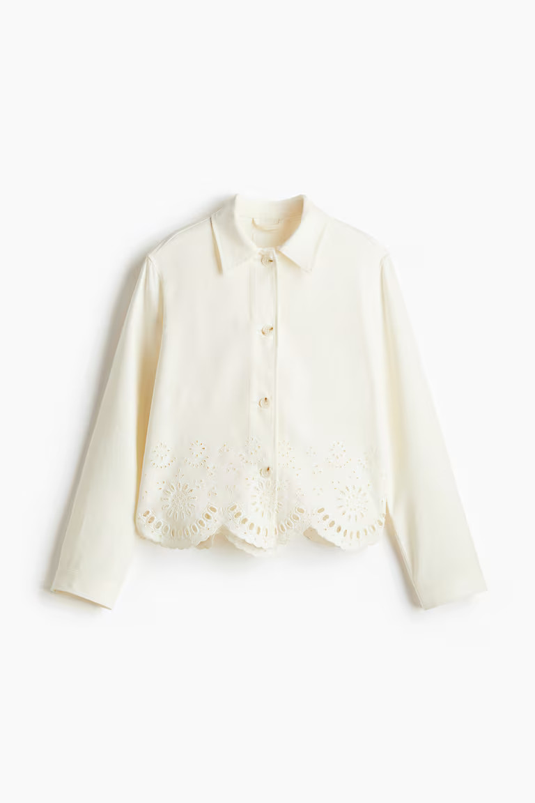 Linen-blend shirt jacket - Beige - Ladies | H&M GB | H&M (UK, MY, IN, SG, PH, TW, HK)