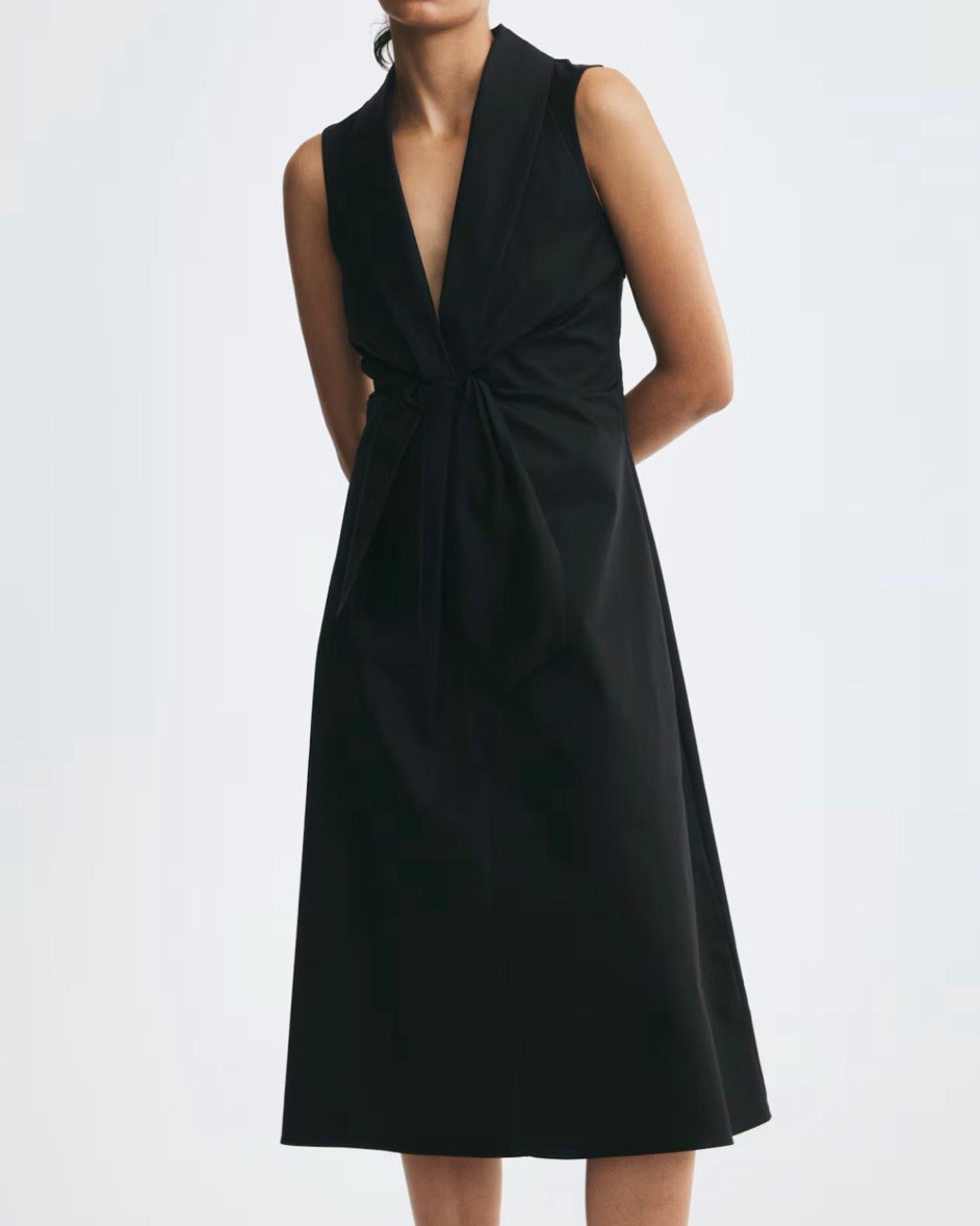 Tie detail black midi dress

#LTKSeasonal