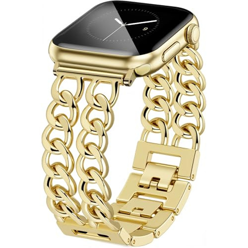 JR.DM Gold Watch Bands for Women Compatible with Apple Watch 38mm 40mm 41mm 42mm (S10/11) Adjusta... | Amazon (US)