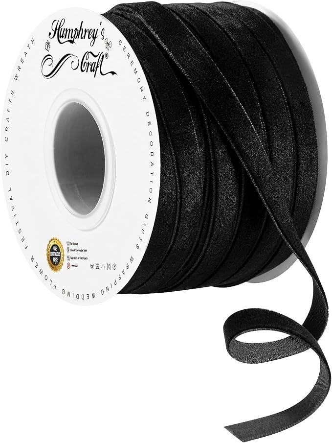 Humphrey's Craft 3/8 Inch Wide Black Velvet Ribbons Spool Good for Sewing, Gifts Wrapping, Jewelr... | Amazon (US)