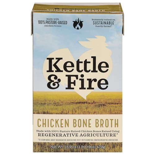 Kettle & Fire Regenerative Agriculture Chicken Bone Broth, 16.9 OZ | Amazon (US)
