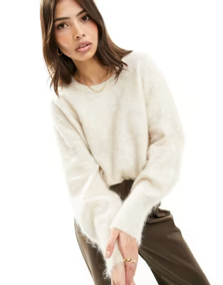 & Other Stories premium knit wool blend fluffy yarn jumper in beige | ASOS (Global)