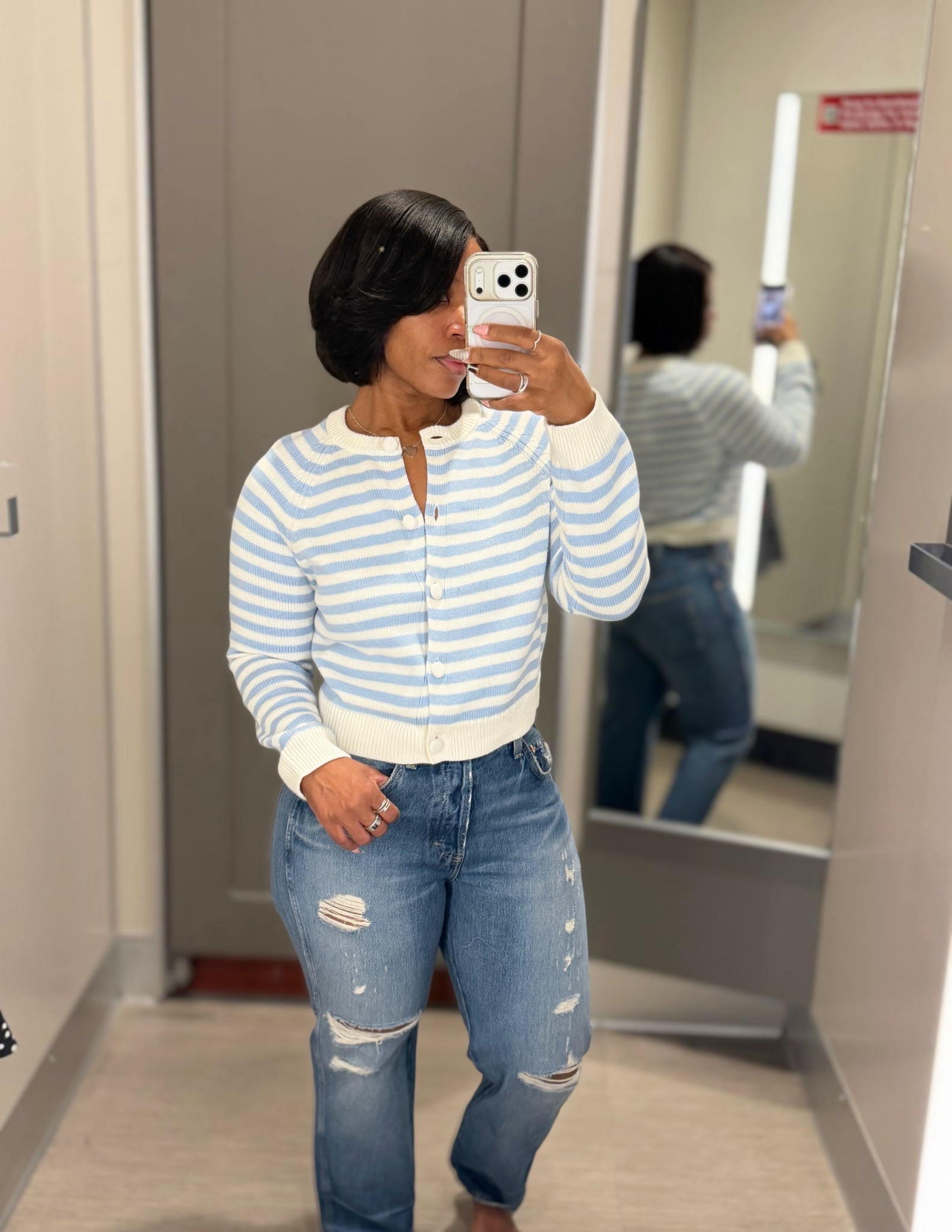 spring outfits 2026

Wearing a size small in the sweater, love the color also comes in a darker color option. Not too heavy so great for spring.

The jeans I did try on in a 6 but they were very tight in the hip area so I sized up to an 8. I did have some room in the back area and they weren’t too long in length. 

#LTKootd #LTKPetite