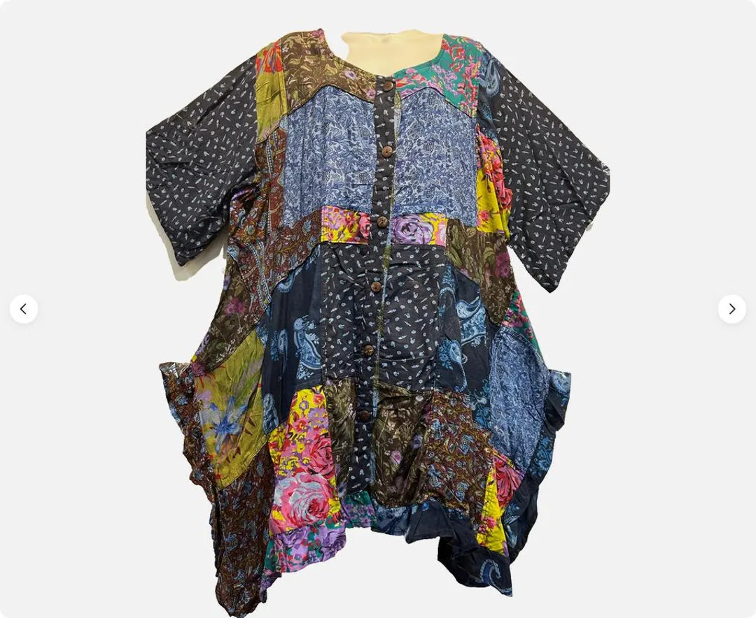 Nwt FUNKY STUFF nothing matches patch ruffle rayon hanky top TUNIC 4X | Etsy (US)