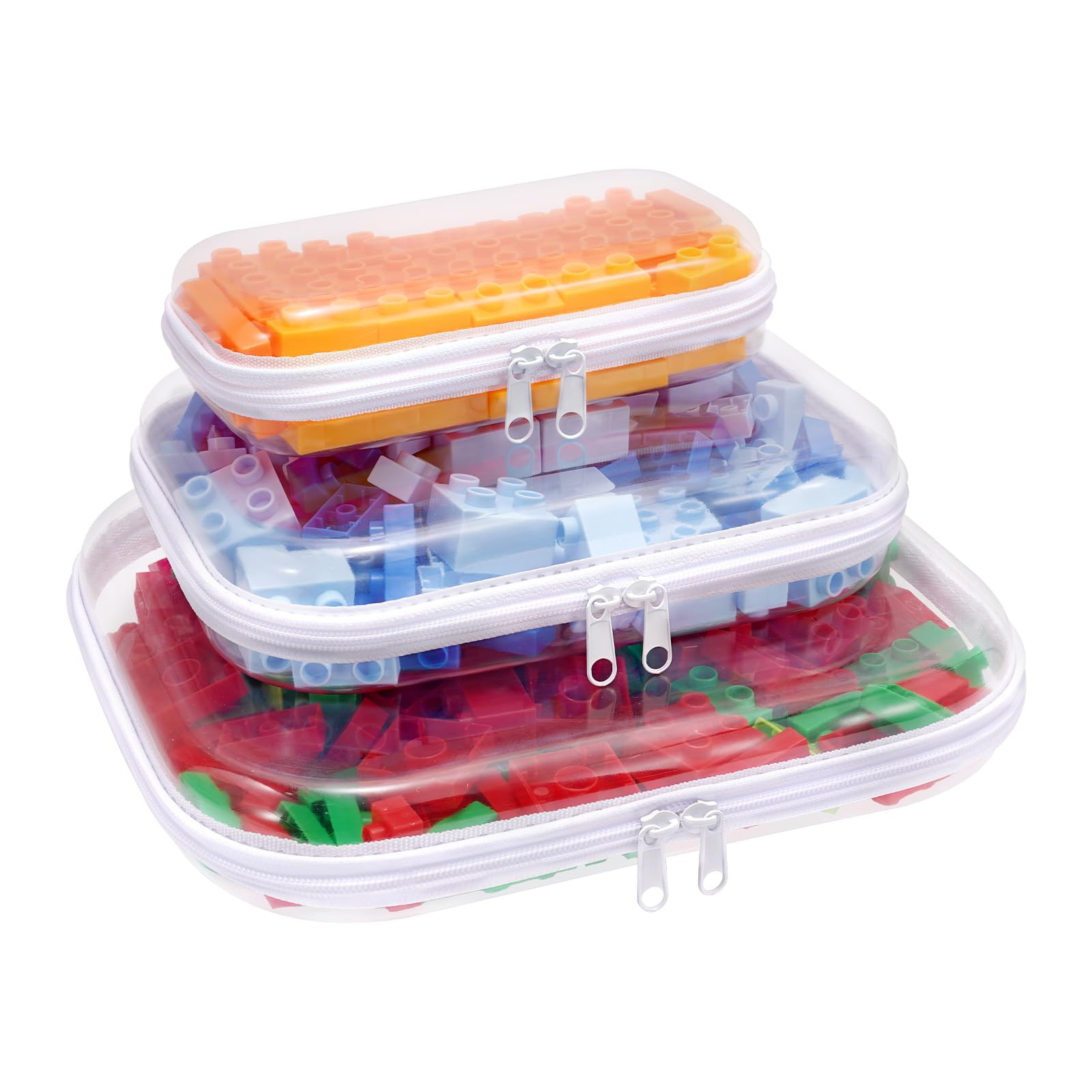 Clear Hard Plastic Zipper Case,Transparent Double Zippers Hard Pouch with 3pcs,Portable Travel Or... | Amazon (US)