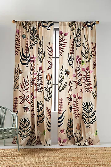 Embroidered Grere Curtain | Anthropologie (US)