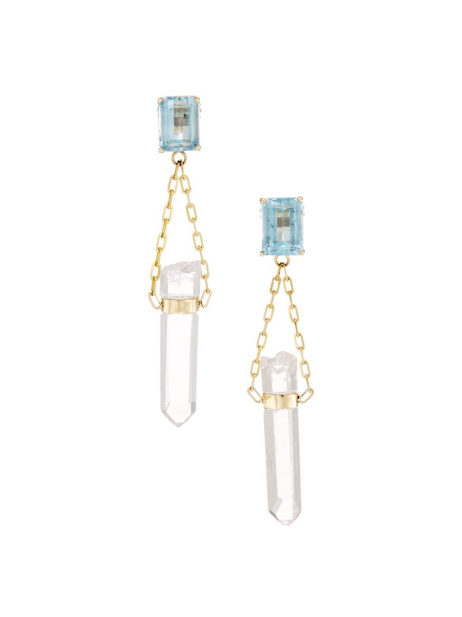 Jia Jia 14K Gold, Blue Topaz & Crystal Drop Earrings | Saks Fifth Avenue