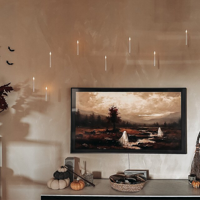 Halloween Frame TV Art Vintage Ghost Painting Digital Download Fall Spooky Gloomy Landscape Autum... | Etsy (US)