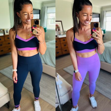Twice as nice with these @Athleta picks! 💪 Switching up the vibes from deep navy to lovely lilac for my workouts. Which color is your fave?  
#AthletaStyle #WorkoutWear #LiveFitWithEm

#LTKStyleTip #LTKFitness #LTKActive