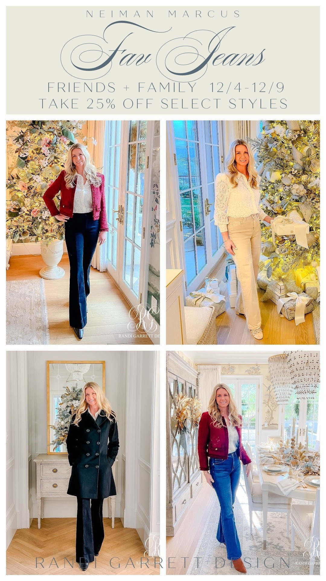 Casual gatherings, elevated nights out, and everything in between… these @NeimanMarcus jeans are my holiday MVPs!
Styled with beautiful lace, tweed, and winter layers you’ll wear all season long.
Don’t forget: Take 25% off select styles during the Friends & Family 12/4-12/9!

#NeimanMarcus #NeimanMarcusPartner



#LTKSaleAlert #LTKSeasonal #LTKHoliday