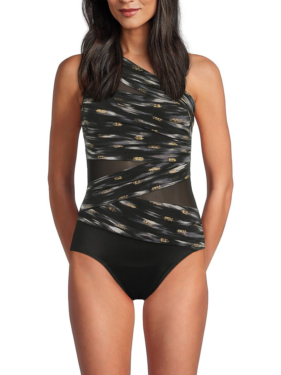 Miraclesuit Women's Jena Draped One-Piece Swimsuit - Black Multi - Size 10 | Saks Fifth Avenue OFF 5TH