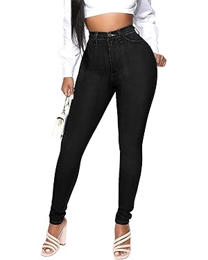 KUNMI Womens Classic High Waisted Skinny Stretch Butt Lifting Jeans Slim Fit Denim Pants | Amazon (US)